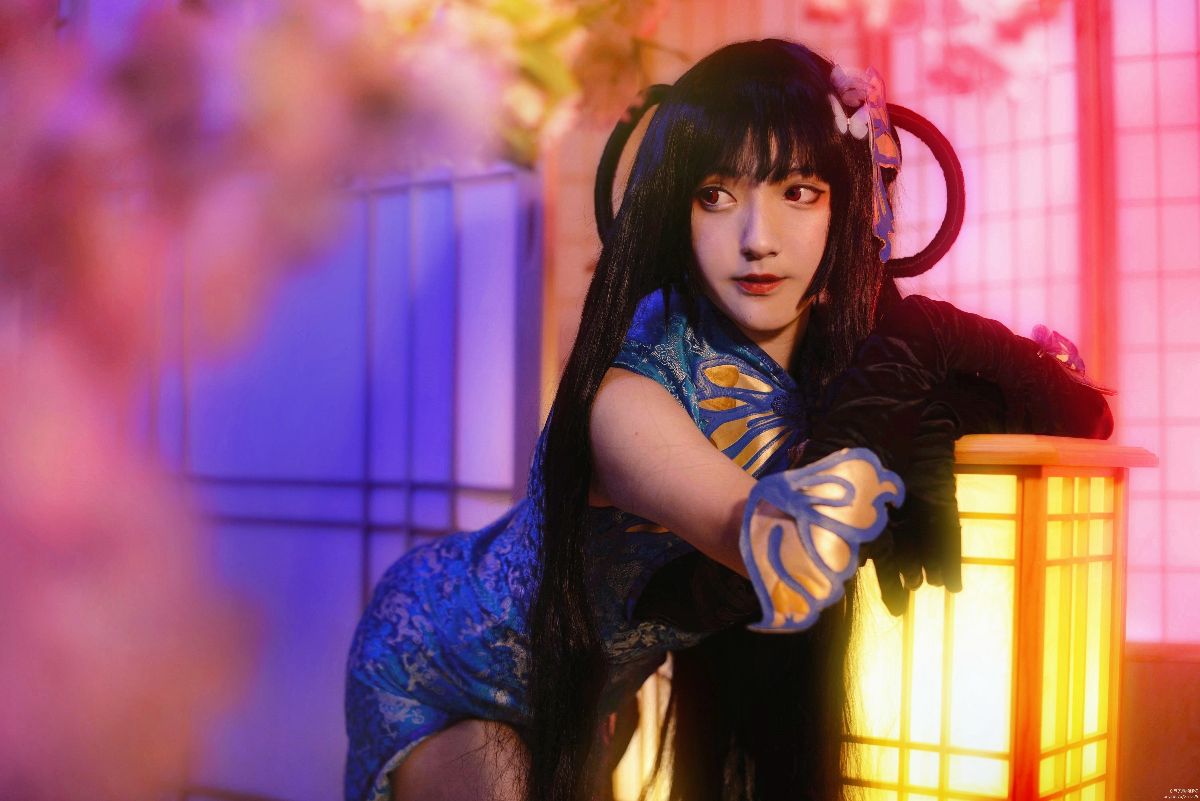 "Cuốn sách sự kiện siêu nhiên ngày 1 tháng 4" Yiyuan Yuko Blue Cheongsam kiểu Trung Quốc C O S P L A Y