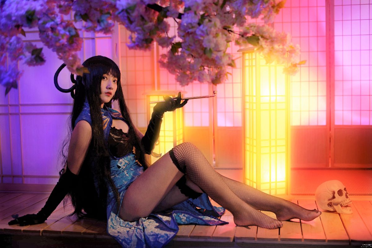 "Cuốn sách sự kiện siêu nhiên ngày 1 tháng 4" Yiyuan Yuko Blue Cheongsam kiểu Trung Quốc C O S P L A Y