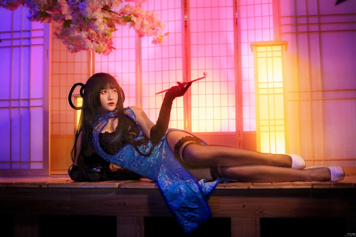 "Cuốn sách sự kiện siêu nhiên ngày 1 tháng 4" Yiyuan Yuko Blue Cheongsam kiểu Trung Quốc C O S P L A Y