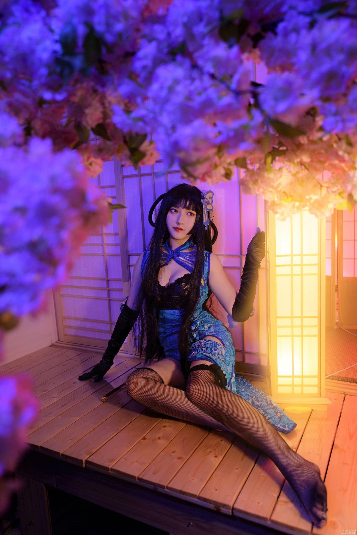 "Cuốn sách sự kiện siêu nhiên ngày 1 tháng 4" Yiyuan Yuko Blue Cheongsam kiểu Trung Quốc C O S P L A Y