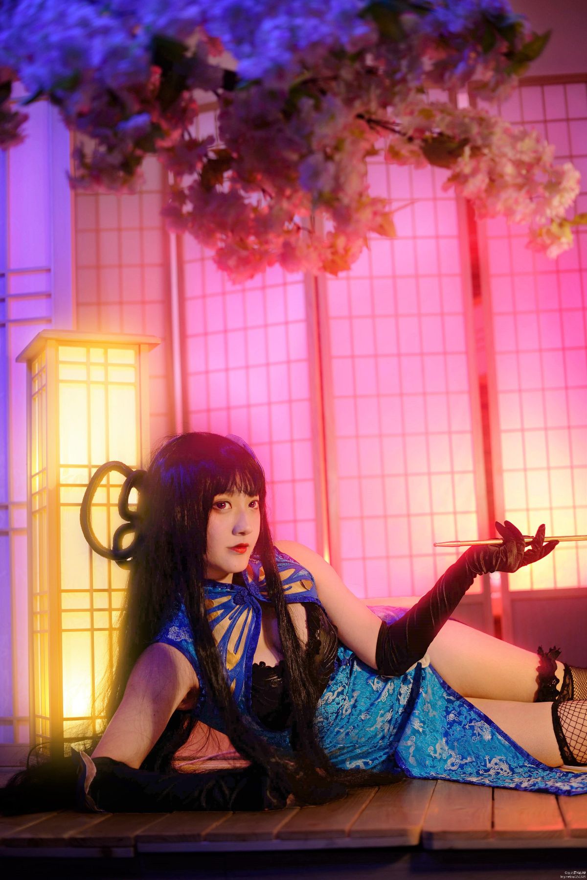 "Cuốn sách sự kiện siêu nhiên ngày 1 tháng 4" Yiyuan Yuko Blue Cheongsam kiểu Trung Quốc C O S P L A Y