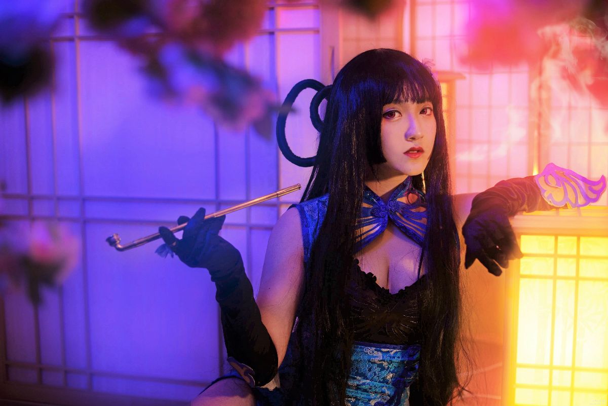 "Cuốn sách sự kiện siêu nhiên ngày 1 tháng 4" Yiyuan Yuko Blue Cheongsam kiểu Trung Quốc C O S P L A Y