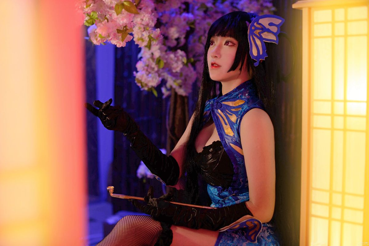 "Cuốn sách sự kiện siêu nhiên ngày 1 tháng 4" Yiyuan Yuko Blue Cheongsam kiểu Trung Quốc C O S P L A Y