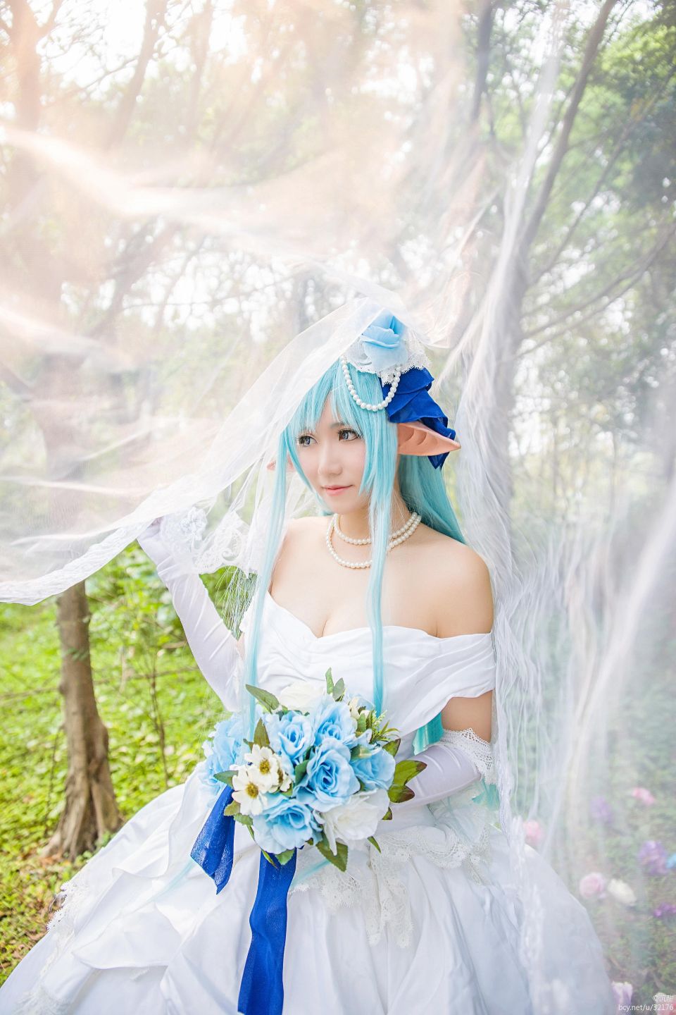 "Arch Art Online" Asuna Alo ELF Váy cưới C O S P L A Y