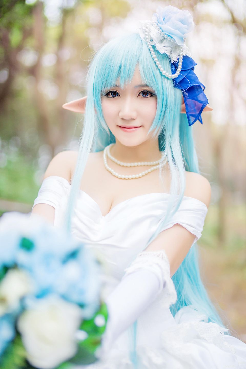 "Arch Art Online" Asuna Alo ELF Váy cưới C O S P L A Y