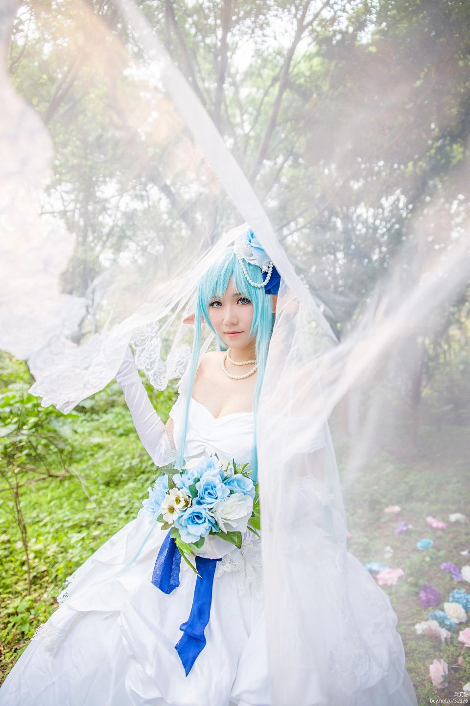 "Arch Art Online" Asuna Alo ELF Váy cưới C O S P L A Y