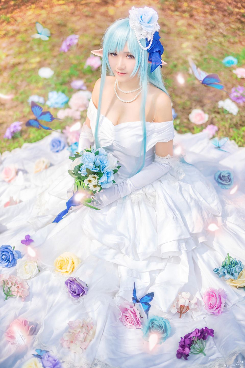 "Arch Art Online" Asuna Alo ELF Váy cưới C O S P L A Y