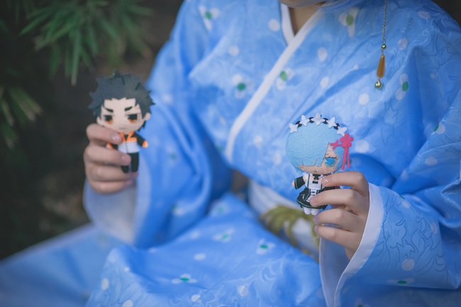 "From SCORE" màu xanh kimono rem c o s p l a y