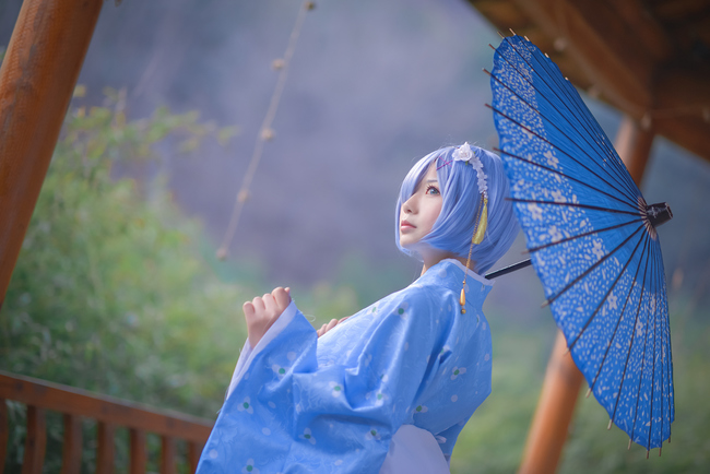 "From SCORE" màu xanh kimono rem c o s p l a y