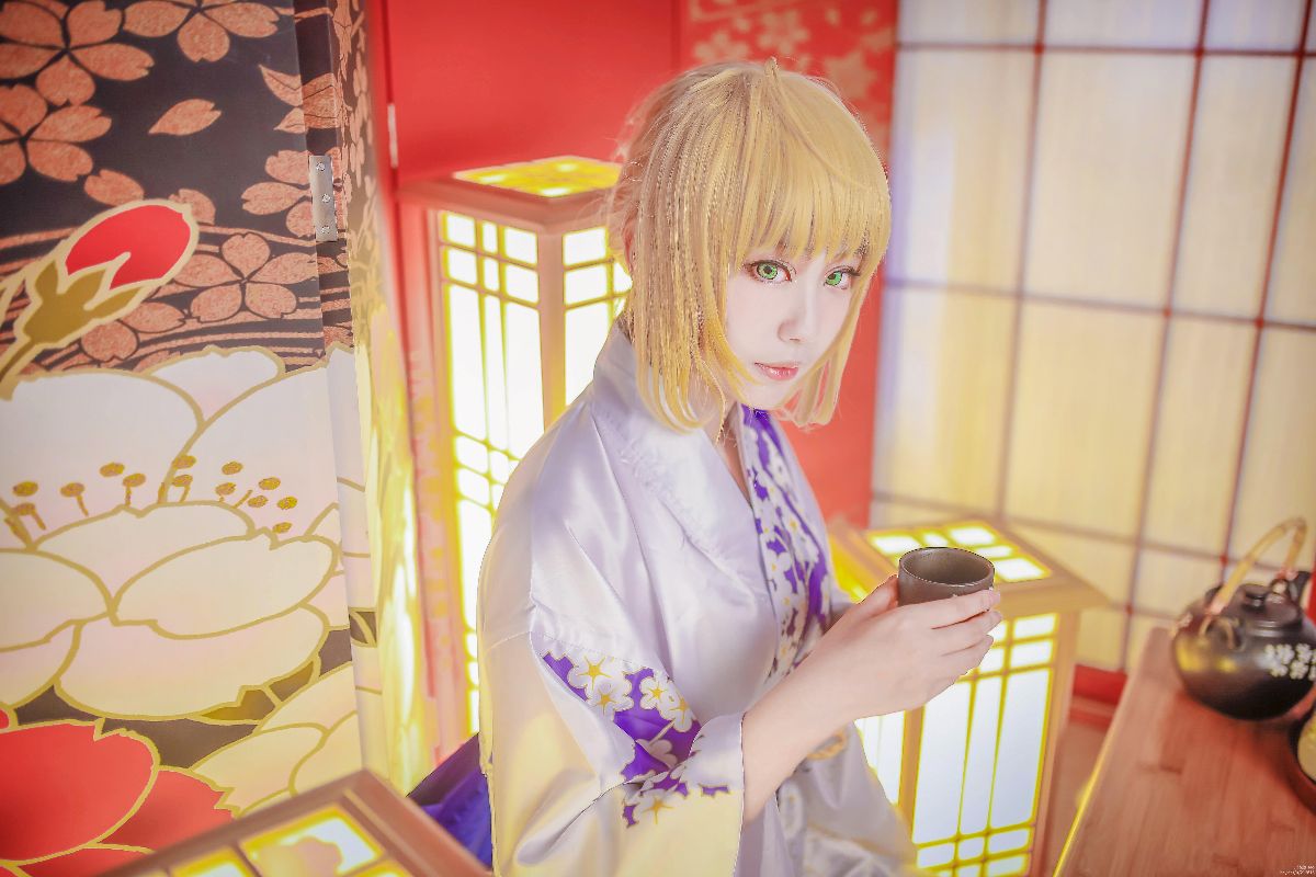 "Fate Stay Night" Rin & Saber Kimono C O S P L A Y