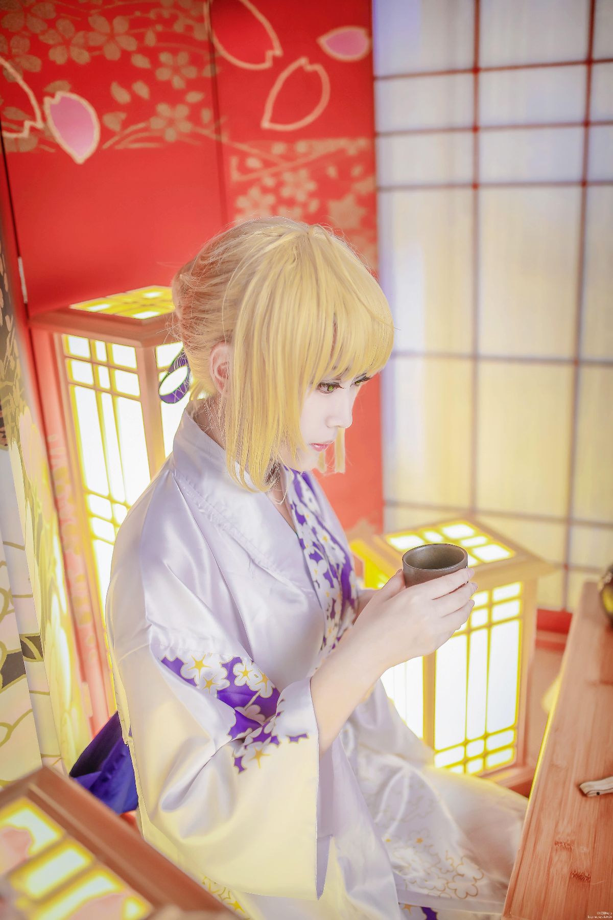 "Fate Stay Night" Rin & Saber Kimono C O S P L A Y
