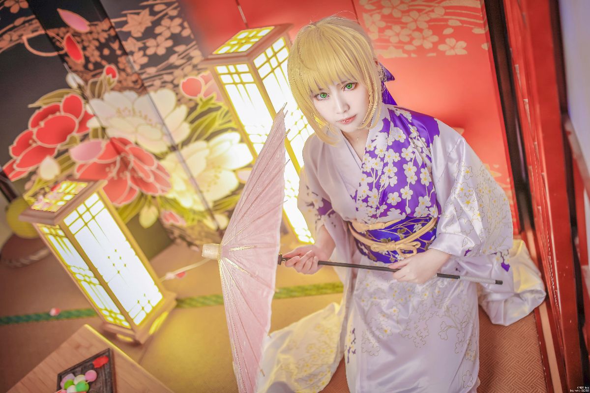 "Fate Stay Night" Rin & Saber Kimono C O S P L A Y