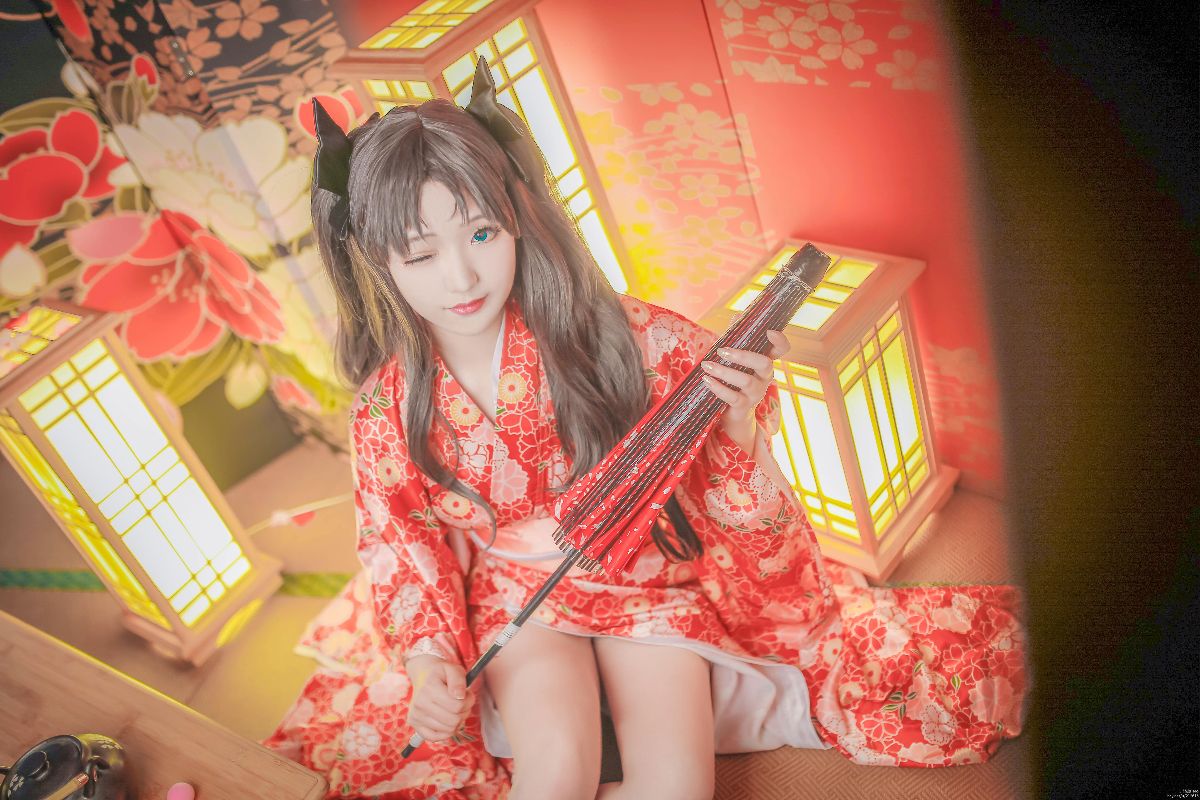 "Fate Stay Night" Rin & Saber Kimono C O S P L A Y