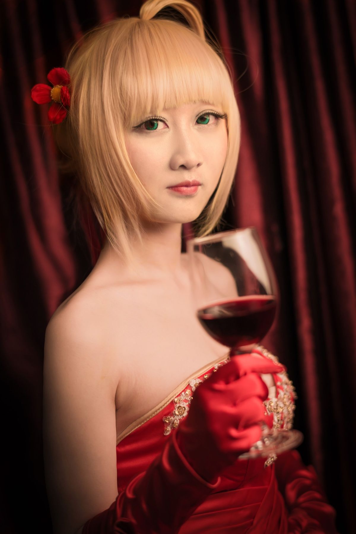 "Fate Long Night Ex" Nero's Anniversary Red Dress c o s p l a y