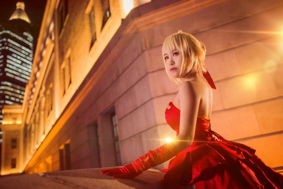 "Fate Long Night Ex" Nero's Anniversary Red Dress c o s p l a y
