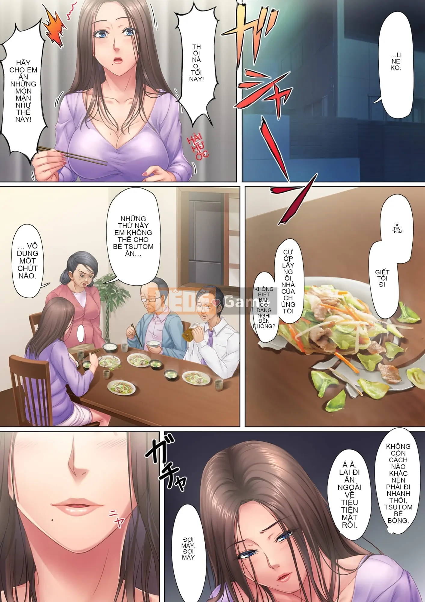 ``Tôi sắp sinh đứa con cho bố chồng anh.'' Truyện kể về một người vợ ghen tuông dùng tử cung của mình để trả thù mẹ chồng.