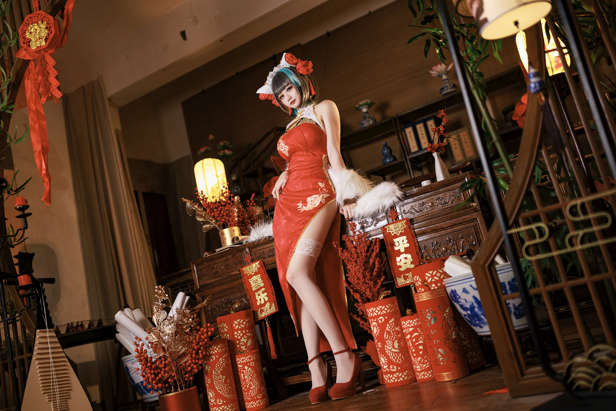 A Xuexue_yuki - Azur Lane Cheshire Sườn xám năm mới