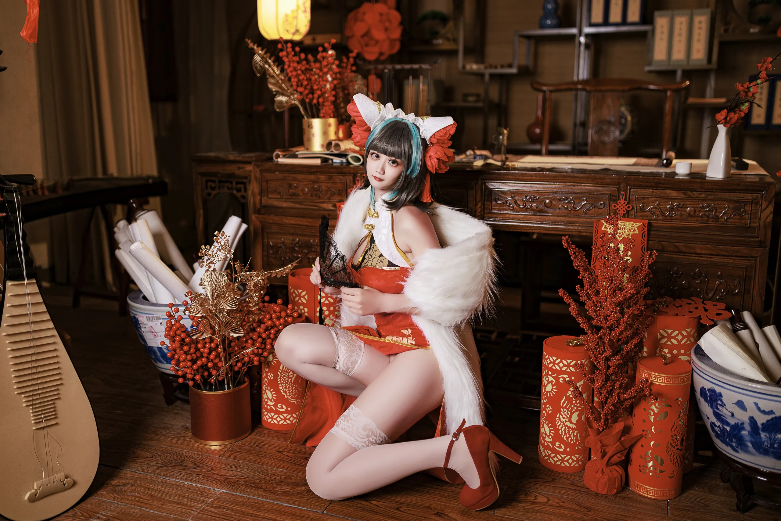 A Xuexue_yuki - Azur Lane Cheshire Sườn xám năm mới