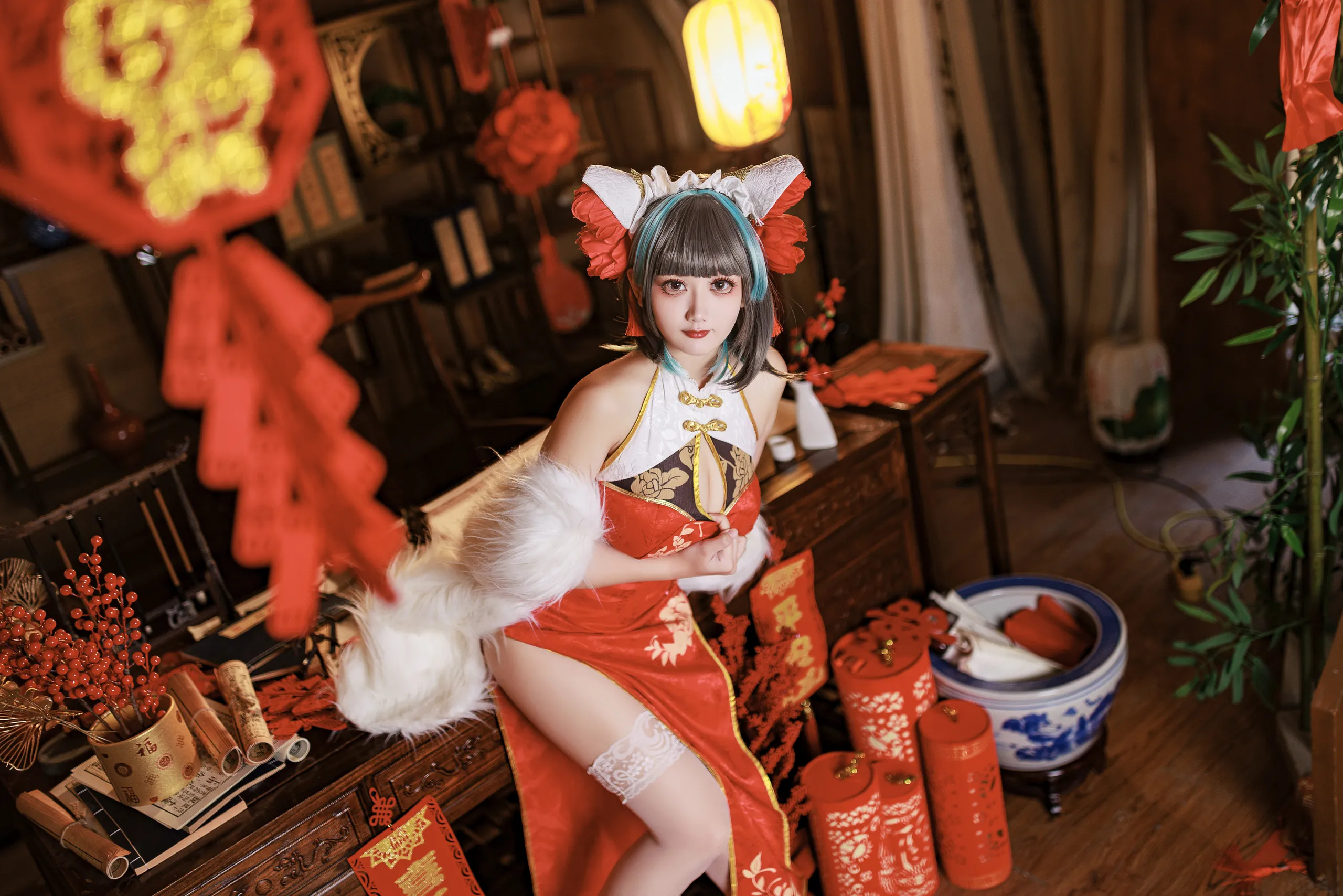 A Xuexue_yuki - Azur Lane Cheshire Sườn xám năm mới