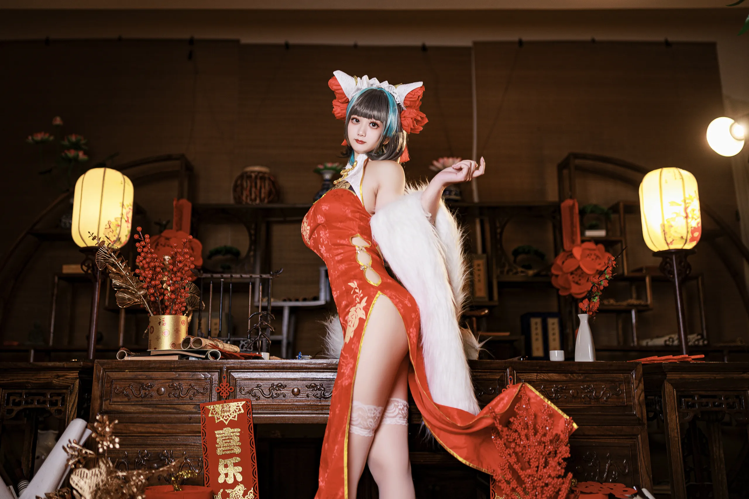 A Xuexue_yuki - Azur Lane Cheshire Sườn xám năm mới