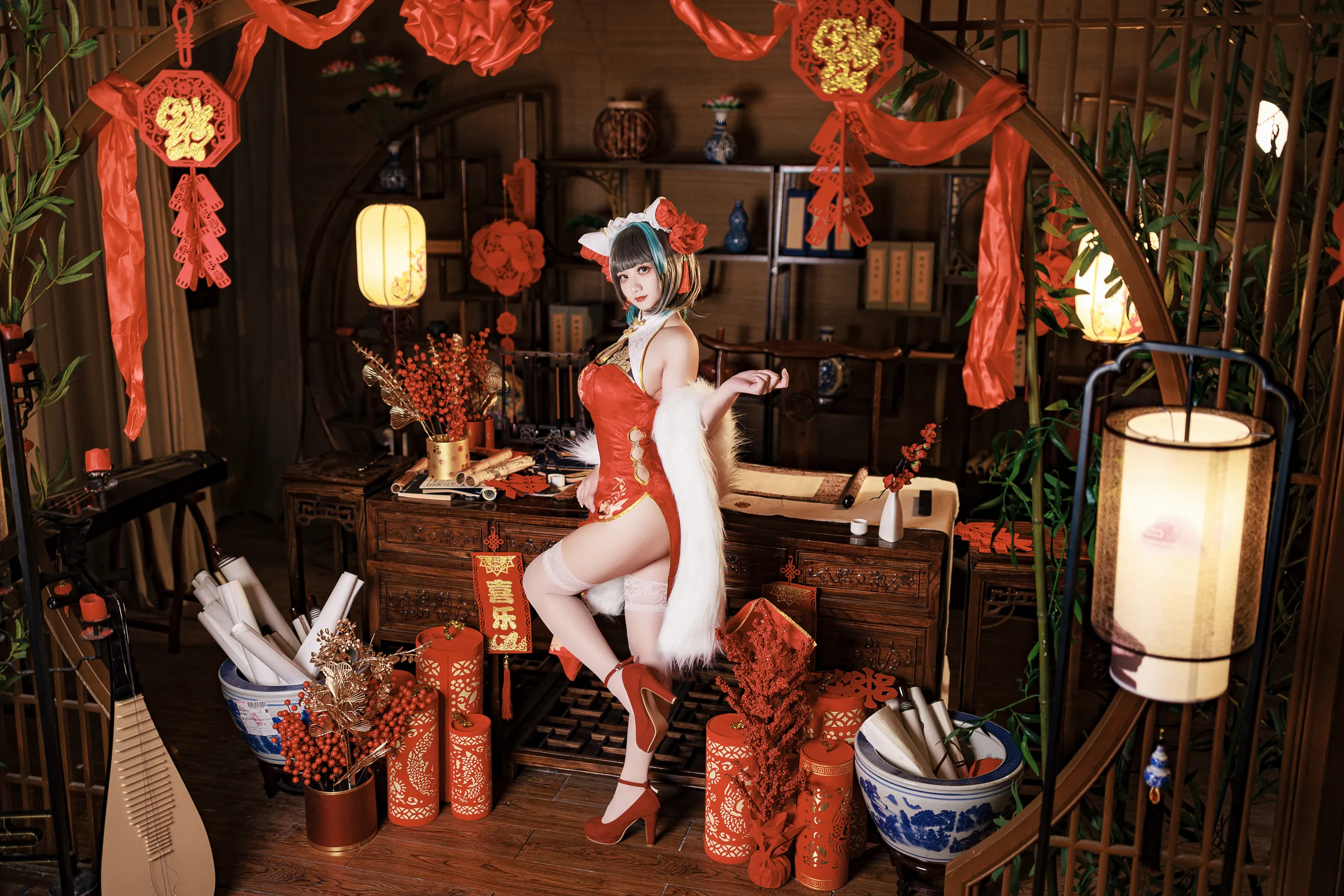 A Xuexue_yuki - Azur Lane Cheshire Sườn xám năm mới