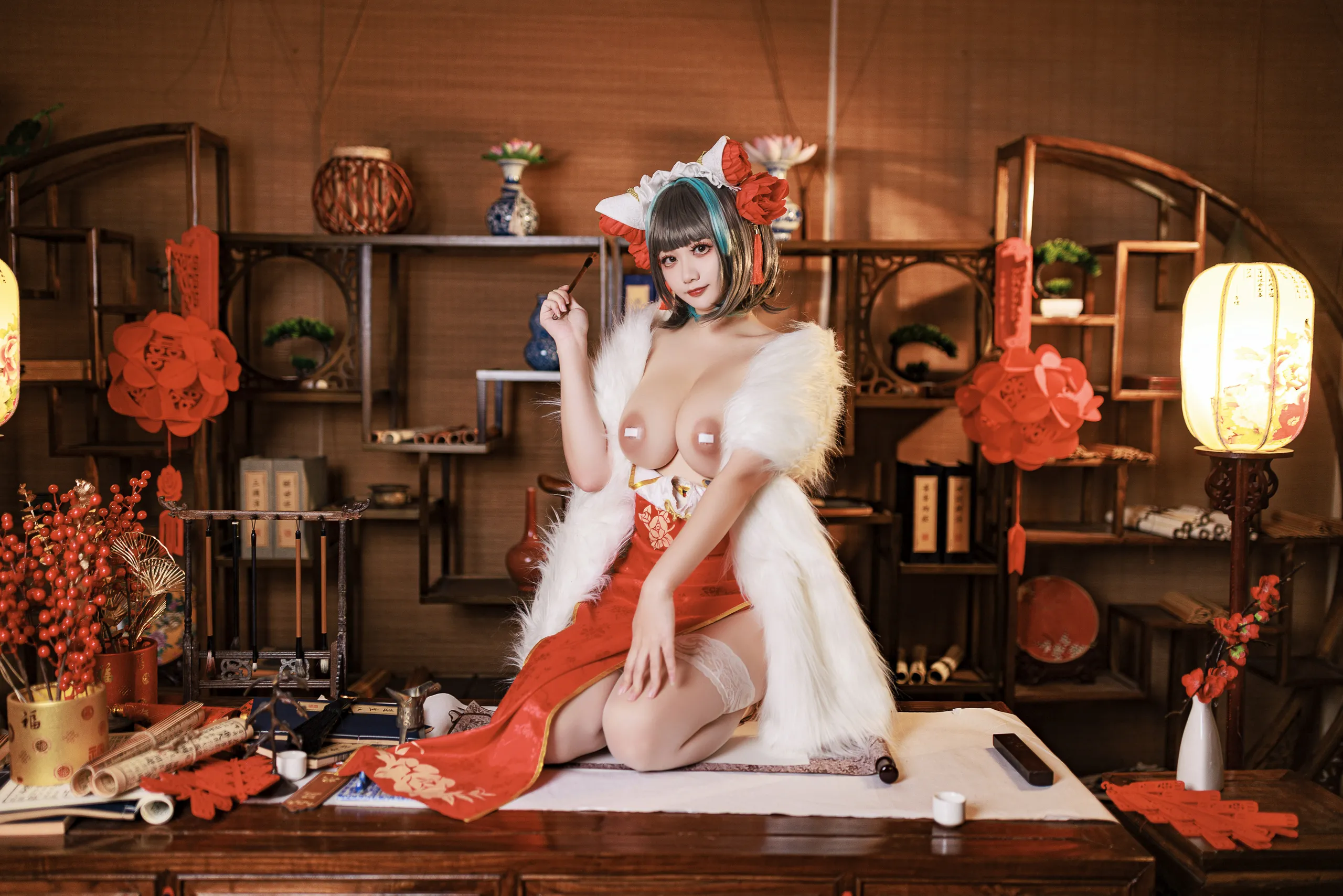 A Xuexue_yuki - Azur Lane Cheshire Sườn xám năm mới