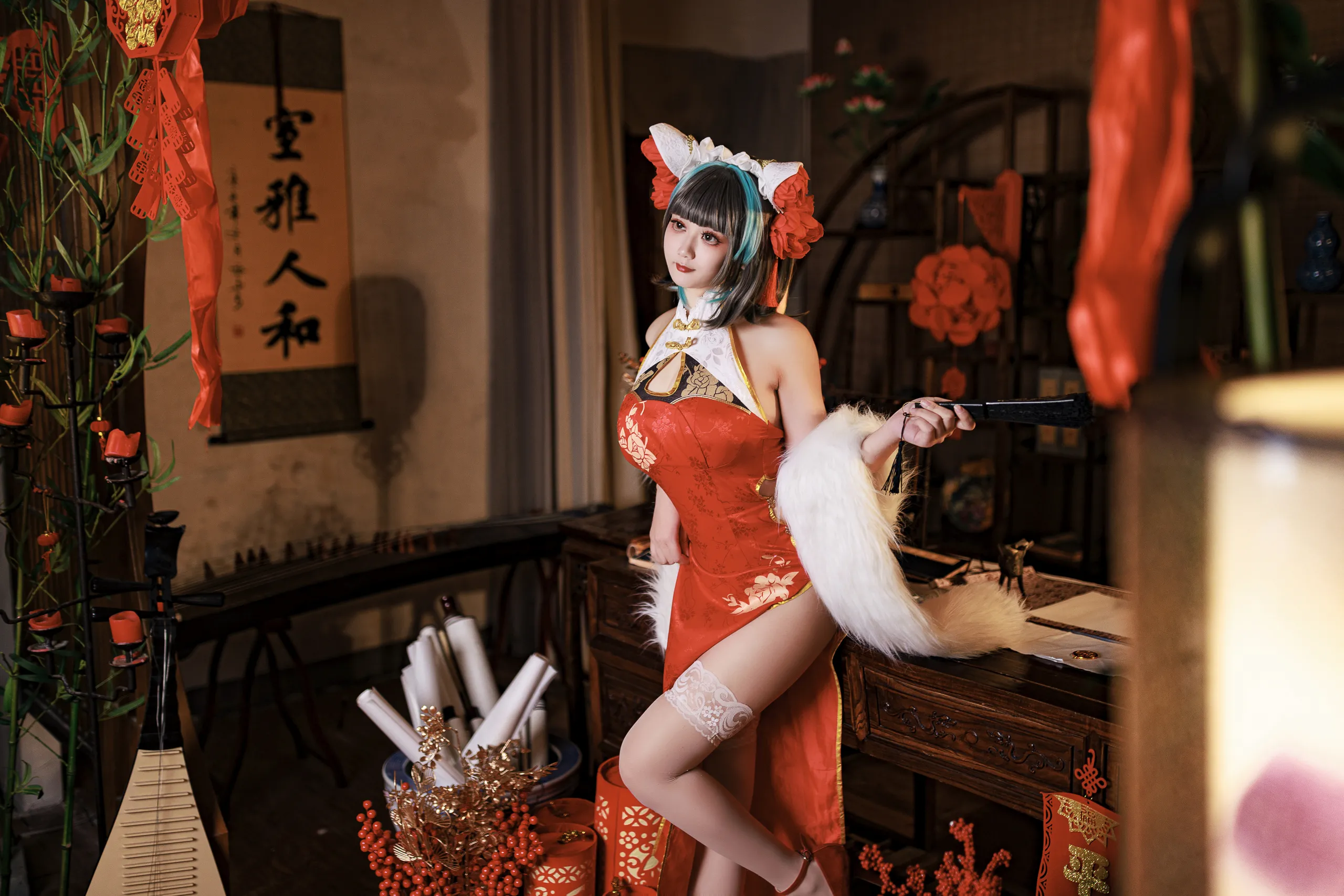 A Xuexue_yuki - Azur Lane Cheshire Sườn xám năm mới