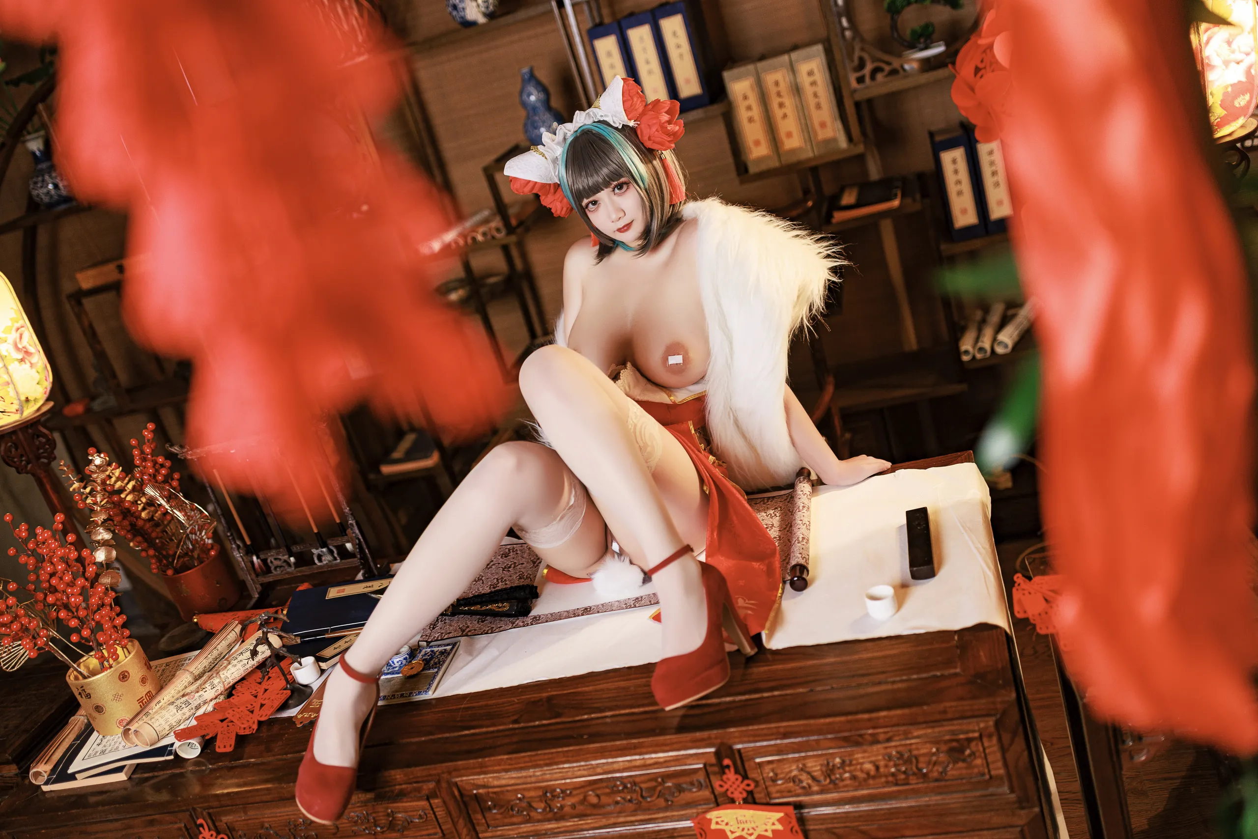 A Xuexue_yuki - Azur Lane Cheshire Sườn xám năm mới
