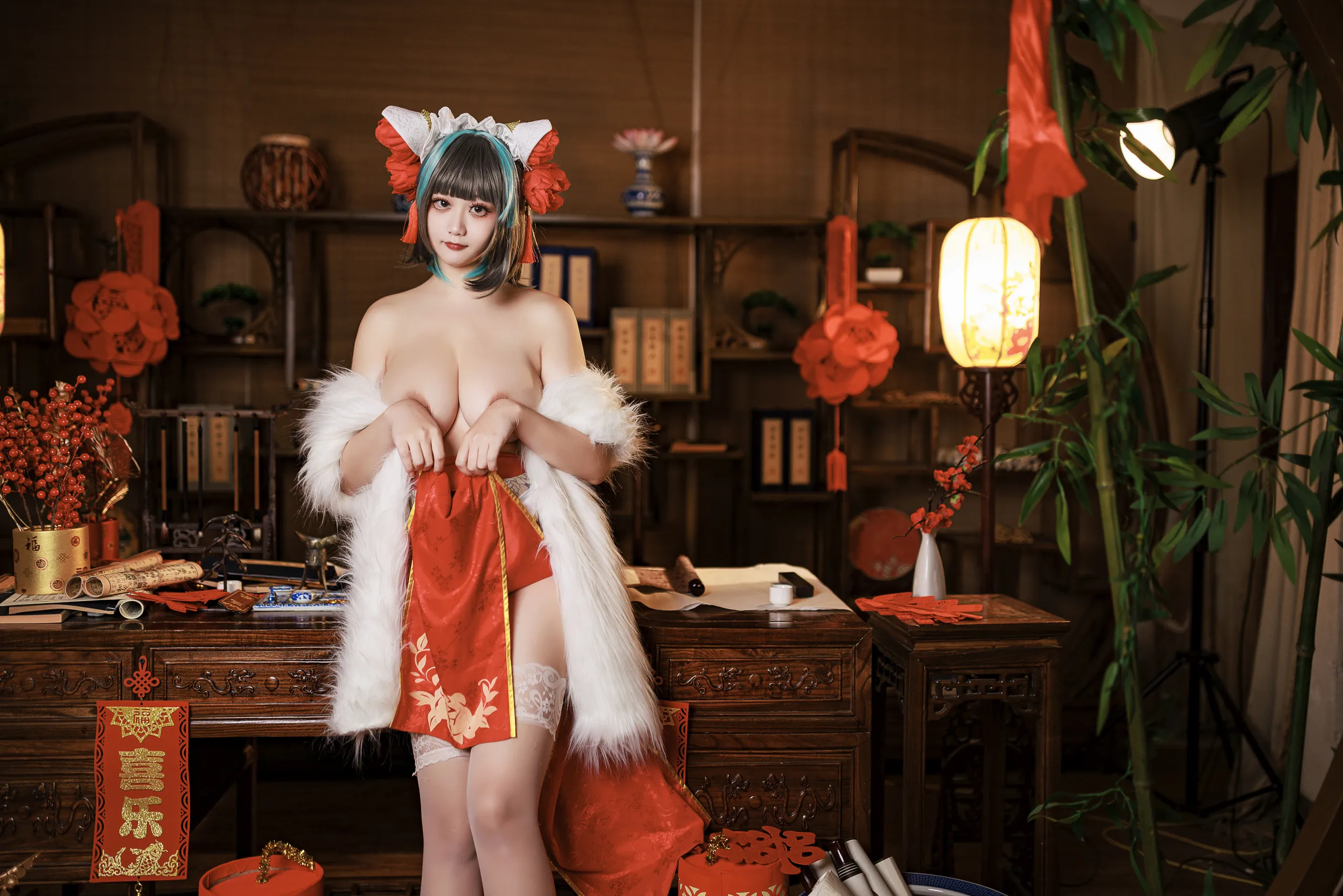 A Xuexue_yuki - Azur Lane Cheshire Sườn xám năm mới